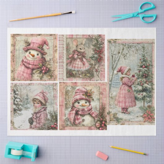  Roze Kerst 2 Tissuepapier (Craft)