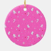 roze kerst aangepaste hondenfoto keramisch ornament (Achterkant)