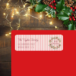 Roze Kerst Adreslabel Prettig Kerstfeest Flo Etiket