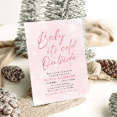 Roze Kerst Baby Het is Koud Buiten Baby shower Kaart