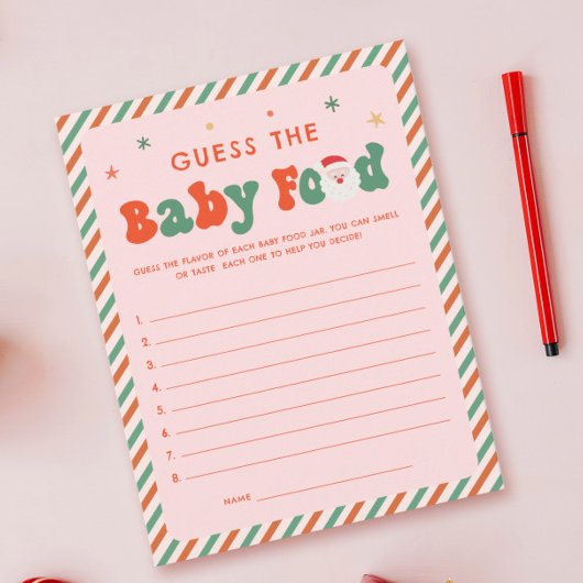 Roze Kerst Baby shower Baby Voedsel Spel Kaart