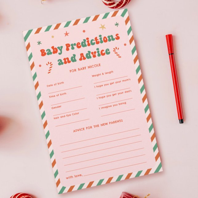 Roze Kerst Baby shower Baby voorspellingen spel (Creator heeft geüpload)