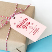Roze kerst baby shower bedankings favorietje cadeaulabel