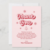 Roze Kerst Baby shower Bedankkaart (Voorkant)