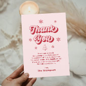 Roze Kerst Baby shower Bedankkaart