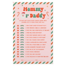 Roze Kerst Baby shower Raad eens wie spel