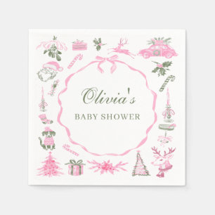 Roze Kerst Baby Shower Servetten