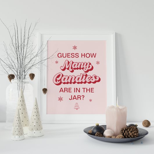 Roze Kerst Baby shower Spel Poster