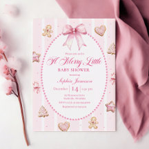 Roze kerst baby shower uitnodiging
