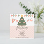 Roze kerst baby shower uitnodigingen (Staand voorkant)