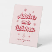 Roze Kerst Baby shower Wensen en Advies Reclamebord Met Voetstuk (Voorkant)