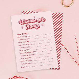 Roze Kerst Baby shower Wensen voor Baby Game Notitiekaartje