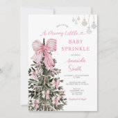 Roze Kerst Baby Sprinkle Strepen Kaart (Voorkant)