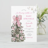 Roze Kerst Baby Sprinkle Strepen Kaart (Staand voorkant)