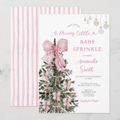 Roze Kerst Baby Strooifeest Strepen Kaart (Voorkant / Achterkant)