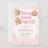 Roze Kerst Baking Spirits Bright Baking Party Kaart (Voorkant)