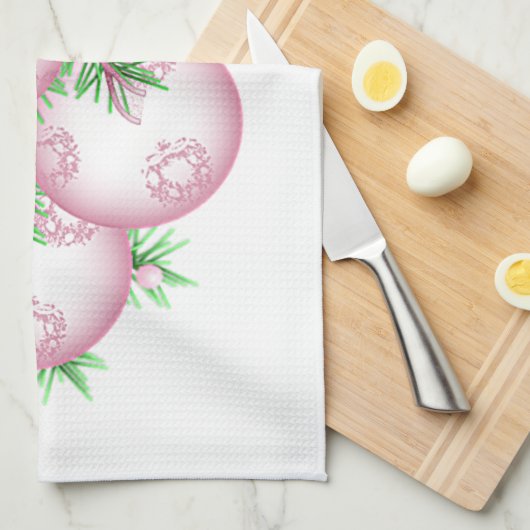 Roze kerst Baubles Kitchen Towelen Theedoek