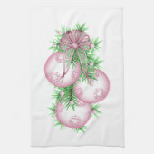 Roze kerst Baubles Kitchen Towelen Theedoek (Verticaal)
