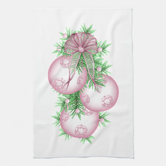 Roze kerst Baubles Kitchen Towelen Theedoek (Verticaal)