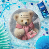 Roze Kerst Beer Jaarlijks Feest Papieren Bordje (Feest)
