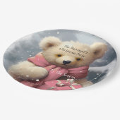 Roze Kerst Beer Jaarlijks Feest Papieren Bordje (Gekanteld)