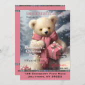 Roze Kerst Beer Jaarlijks Feest Uitnodigen Kaart (Voorkant / Achterkant)