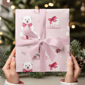  Roze Kerst Beer met Rode Boog Cadeaupapier