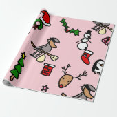 roze kerst befana cadeaupapier (Uitgerold)