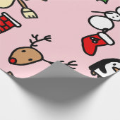 roze kerst befana cadeaupapier (Hoek)