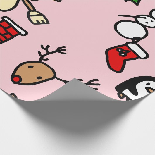 roze kerst befana cadeaupapier (Hoek)