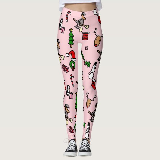 roze kerst befana leggings (Voorkant)