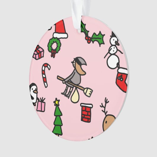 roze kerst befana ornament (voorkant)