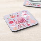 Roze kerst bier onderzetter (Linkerzijde)