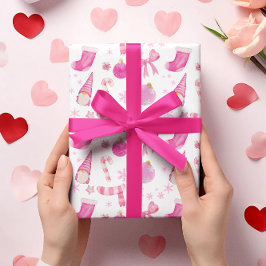 Roze Kerst Boog & Sneeuwvlok Wrapping Papier