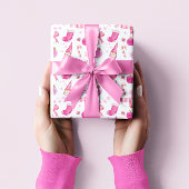 Roze Kerst Boog & Sneeuwvlok Wrapping Papier