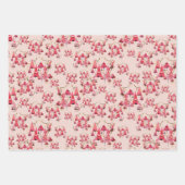 Roze Kerst Bos Gift Wrap, Blad Set van 3 Inpakpapier Vel (Voorkant 2)