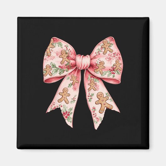 Roze Kerst Bow Coquette Xmas Gingerbread Vrouwen Magneet (Voorkant)