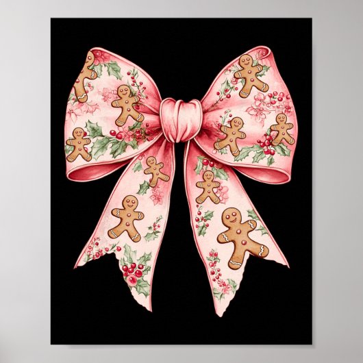 Roze Kerst Bow Coquette Xmas Gingerbread Vrouwen Poster (Voorkant)