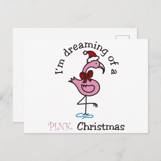 Roze kerst briefkaart (Voorkant / Achterkant)