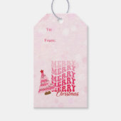 roze kerst cadeaulabel (Voorkant)