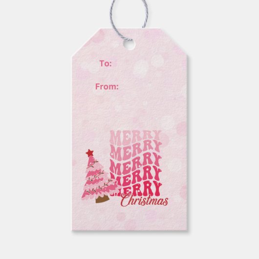 roze kerst cadeaulabel (Voorkant)