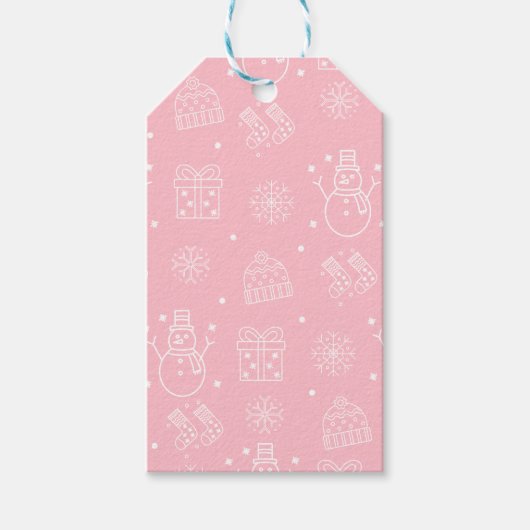 Roze kerst cadeaulabel (Voorkant)