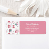 Roze Kerst  Cadeaupakket Retouradres Etiket (Insitu)