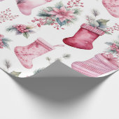 Roze kerst cadeaupapier (Hoek)
