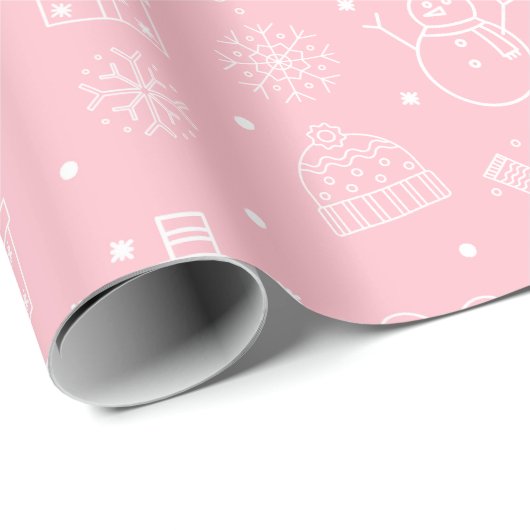 Roze kerst cadeaupapier (Rol Hoek)