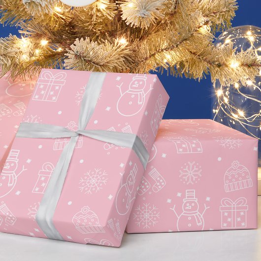 Roze kerst cadeaupapier