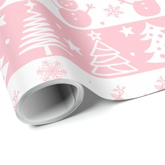 Roze kerst cadeaupapier (Rol Hoek)