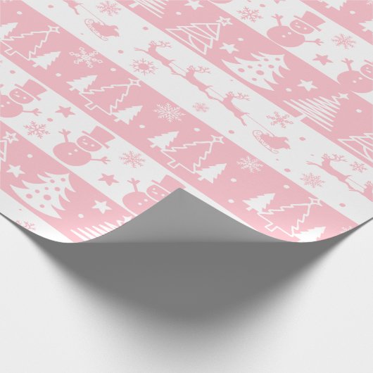 Roze kerst cadeaupapier (Hoek)