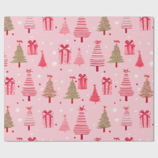 Roze kerst cadeaupapier (Vlak)