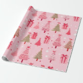Roze kerst cadeaupapier (Uitgerold)